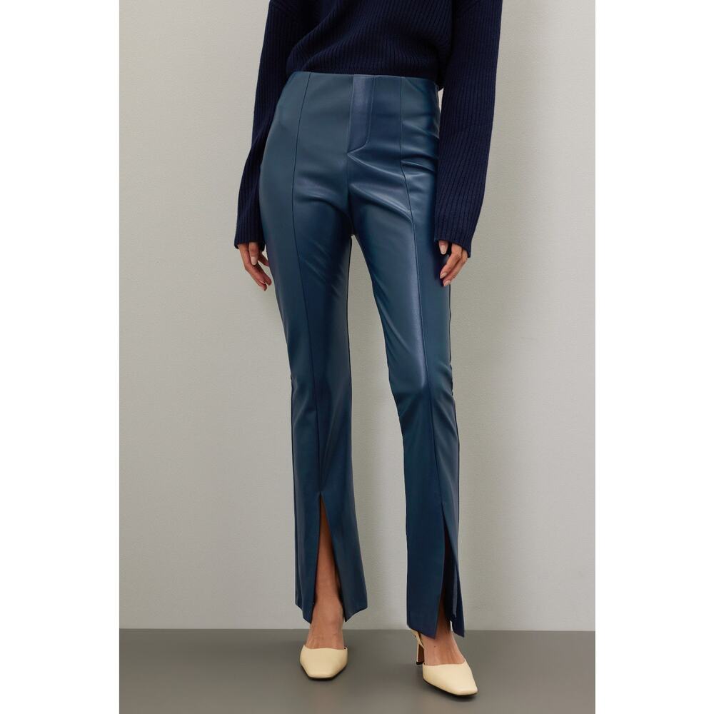 Fifteen Twenty Front Slit Pants Navy Blue Faux Leather High Rise Sz XL